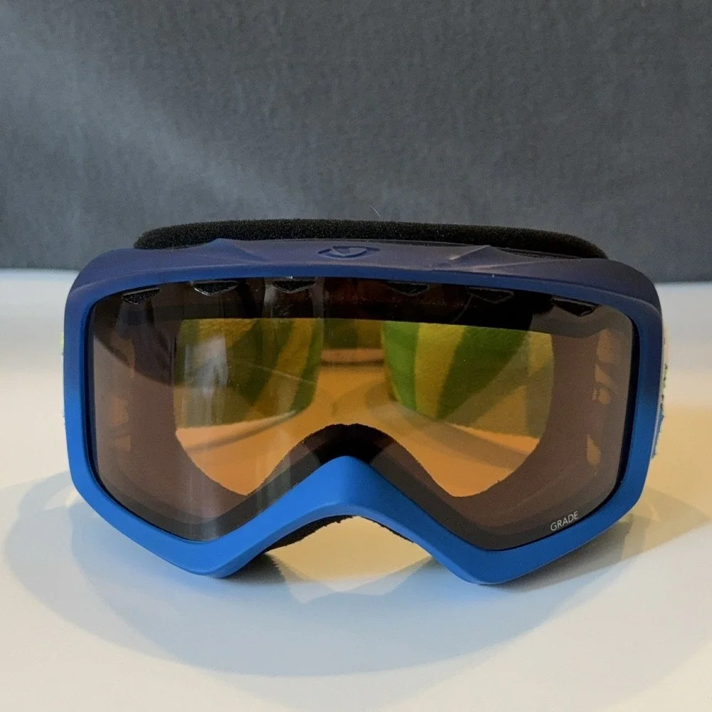 Giro Grade‎ Ski Goggles Boys Blue Green Black Amber Lens Graphic Strap